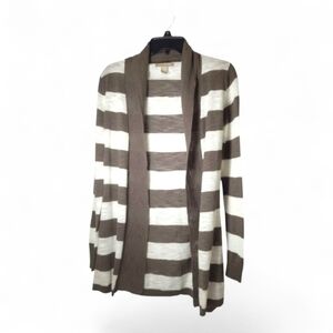 Lightweight Striped Drape Front Open Knit Cardigan Sweater – Size XS